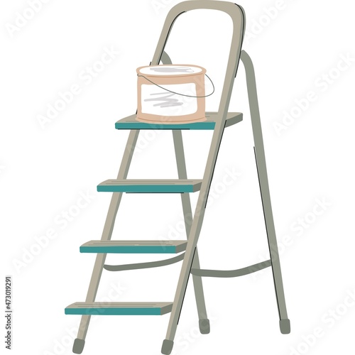 Ladder with paint can icon home repair vector