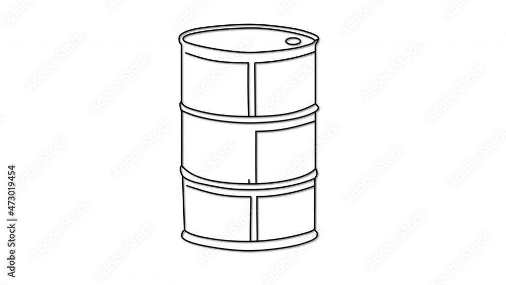 Oil, petrol barrel self drawing animation. Line art. White background. Oil, petrol barrel self drawing animation. Line art. White background.