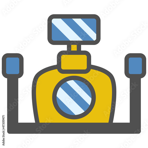 Diving camera linear icon with colored fill.Vector illustration.