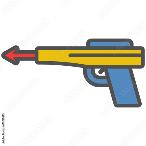 Harpoon for spearfishing linear icon with colored fill.Vector illustration.