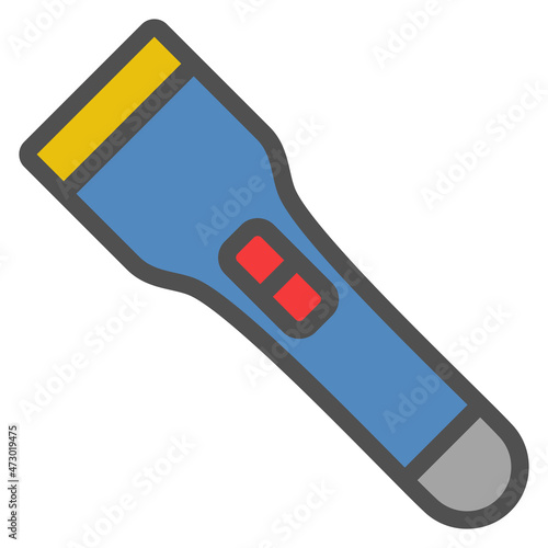 Scuba diving flashlight linear icon with colored fill.Vector illustration.