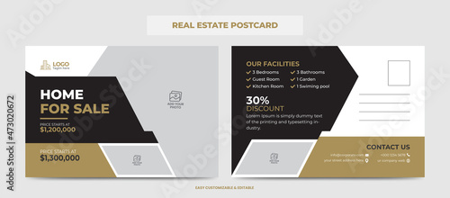 Real Estate Agent Business Postcard Template. Creative Real estate Postcard Template