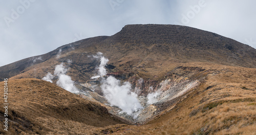 Volcanic activity in Tongariro National Park  New Zealand  on the Alpine Crossing route