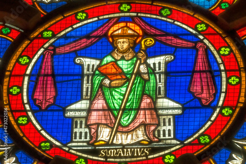 Colorful Saint Manvieu Stained Glass Cathedral Bayeux Normandy France