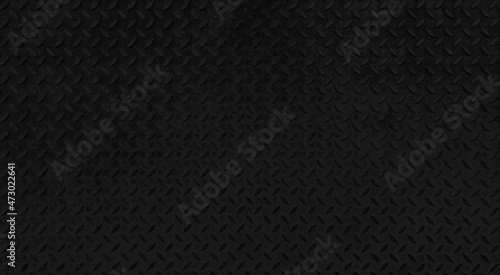 Wallpaper Mural dark black steel checkered plate texture and background. black with rhombus shapes for industrial concept design. diamond steel plate texture background. non slip steel grating. Torontodigital.ca
