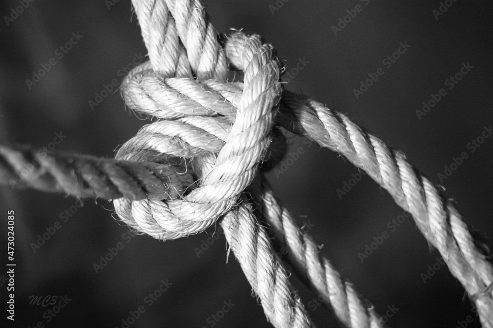 Nudo de cuerda en blanco y negro Nudo de cuerda en blanco y negro