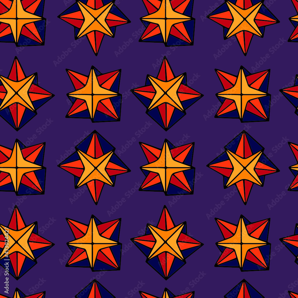 Geometric seamless pattern of hand drawn stars Geometric seamless pattern of hand drawn stars
