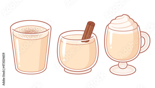 Eggnog glasses drawing set