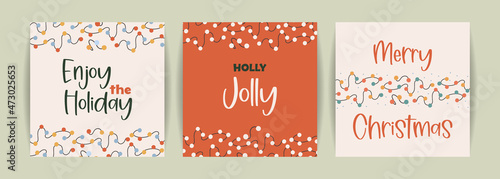 Christmas and Happy New Year collection of vector design . Template for card, poster, flyer and other use