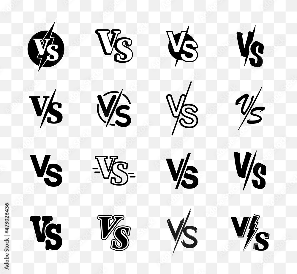 Vecteur Stock Set of versus logo letters. Collection of VS versus