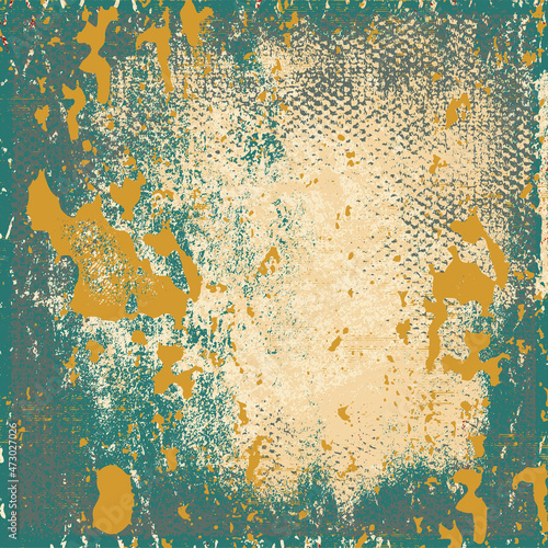 The grunge texture is yellow. Abstract color background. Vector template of a scratched colored board