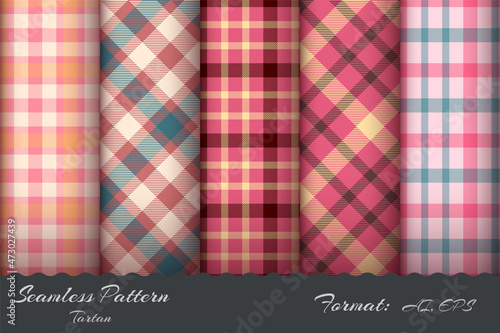 Set seamless pattern retro tartan