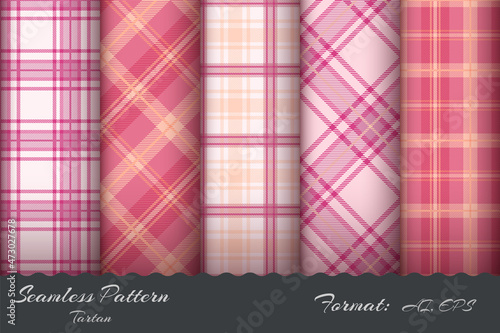 Set seamless pattern retro tartan