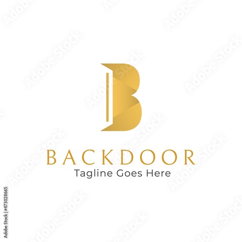 Luxury Logo Design Vector with B letter Gold Gradient and Concept the Hall Behind the Door with Style Negative Space