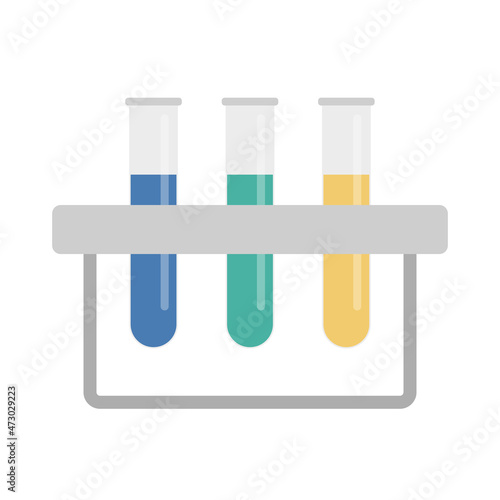 Flat icon test tubes on rack isolated on white background. Vector illustration.