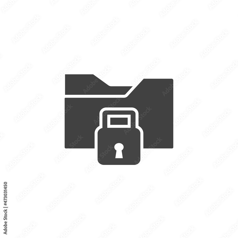 Closed directory vector icon. Folder and padlock icon on white isolated background. Closed directory vector icon. Folder and padlock icon on white isolated background.
