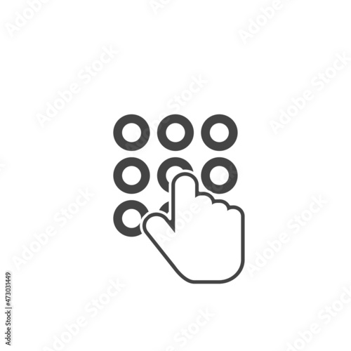 Vector dial and login icon on white isolated background.  Layers grouped for easy editing illustration. For your design.