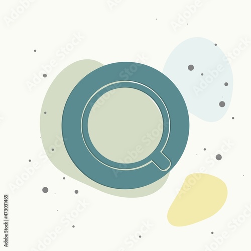 Vector icon disposable cup of coffee. Stale coffee drink in the dishes on multicolored background. Layers grouped for easy editing illustration. For your design.