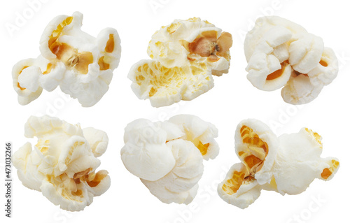 Delicious popcorn set, isolated on white background