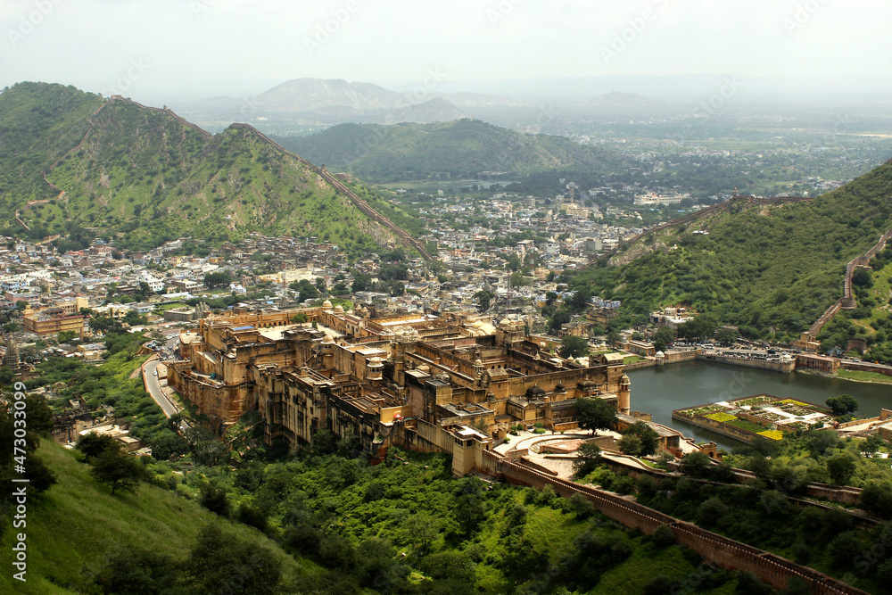 View of Amber Fort from Jaigarh Fort. Jaipur, India 