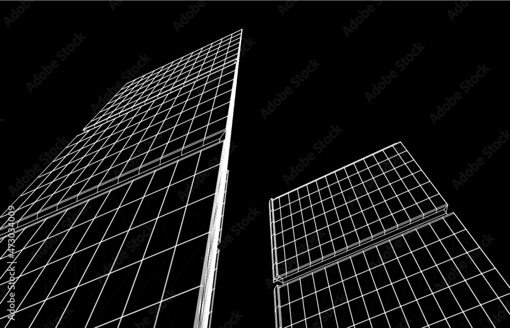 Fototapeta premium Architecture digital drawing vector illustration 
