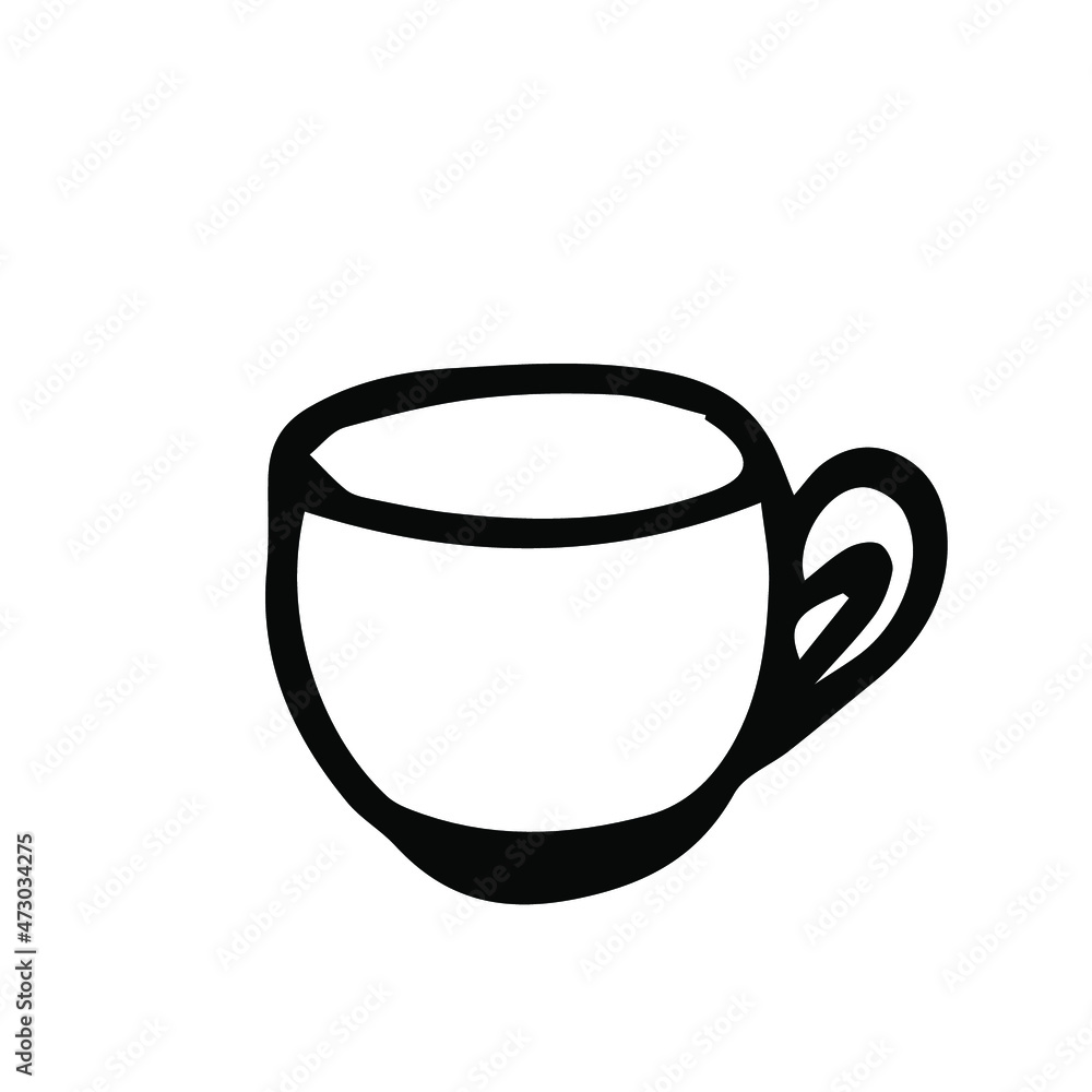 Hand drawn cup, one element, isolate on white background Hand drawn cup, one element, isolate on white background