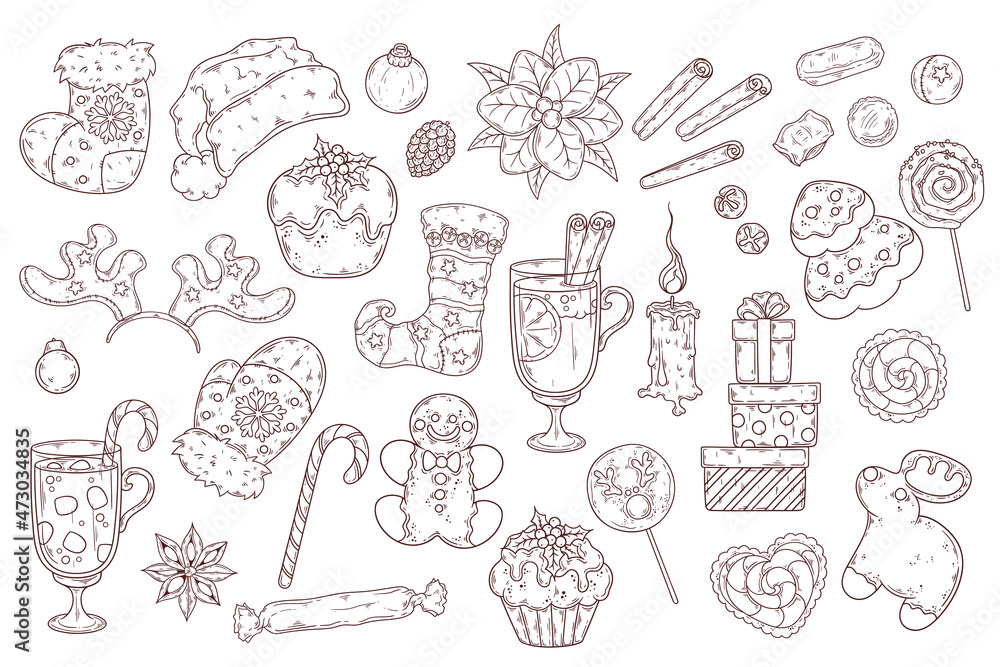 Hand drawn Christmas elements collection Vector. Hand drawn Christmas elements collection Vector.