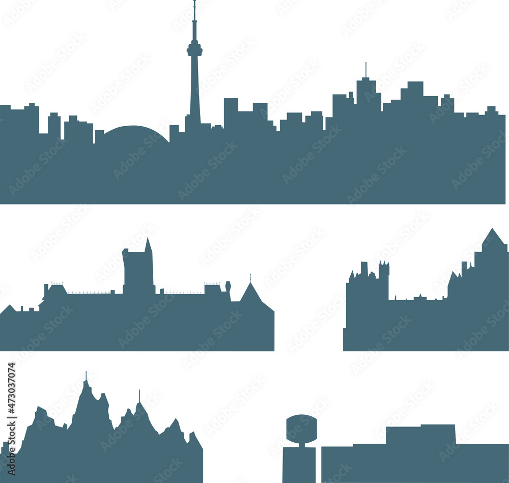 silhouette of the sights of the city of Toronto