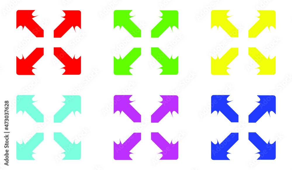 Set of Colorful Four Side Arrow. Four direction arrow icon illustration isolated vector sign symbol for your project. Simple pointing arrows. Flat design style. Vector icon on white background Set of Colorful Four Side Arrow. Four direction arrow icon illustration isolated vector sign symbol for your project. Simple pointing arrows. Flat design style. Vector icon on white background