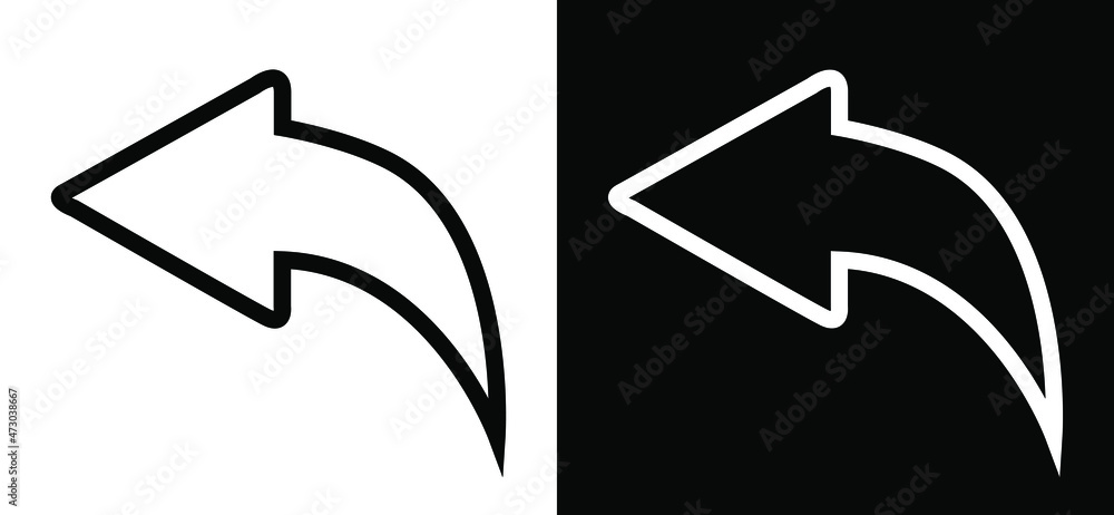 Back arrow icon. Design vector sign symbol. Flat design style. Vector icon on white and black background Back arrow icon. Design vector sign symbol. Flat design style. Vector icon on white and black background