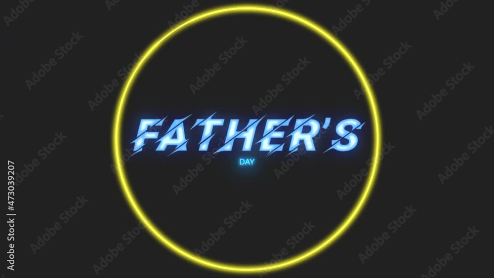 Father Day with neon yellow circle on black color, motion holidays and promo style background Father Day with neon yellow circle on black color, motion holidays and promo style background