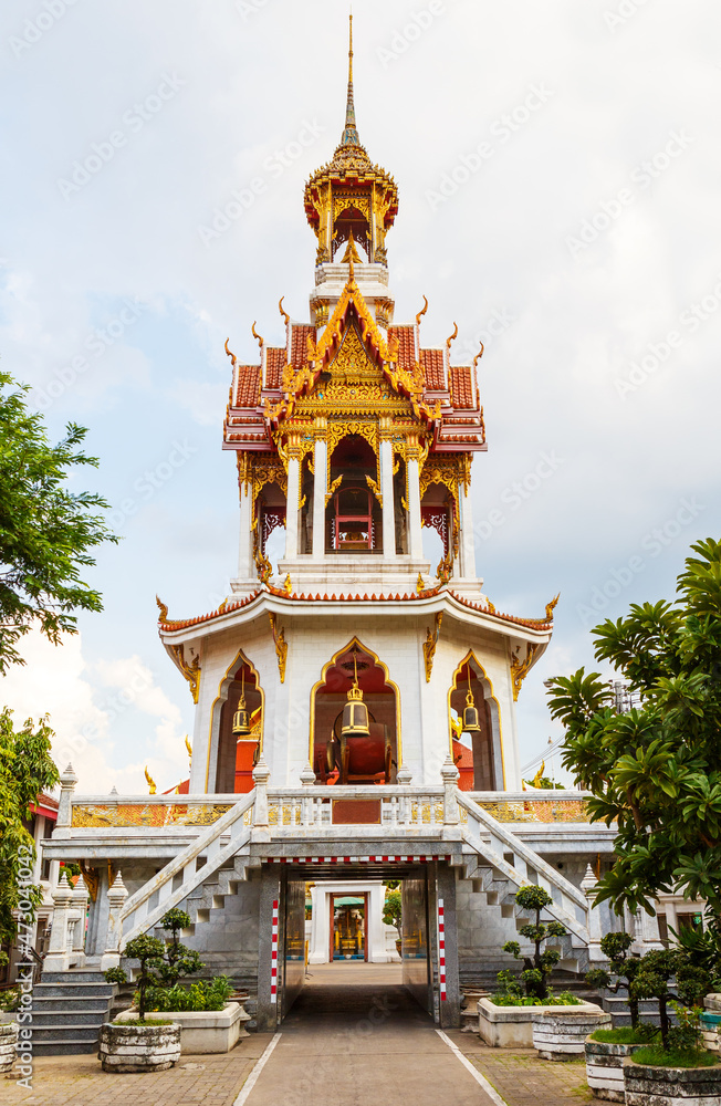 Bell tower in a Buddhist monastery Wat Chana Songkhram Rachawora Mahawiharn, Bangkok, Thailand