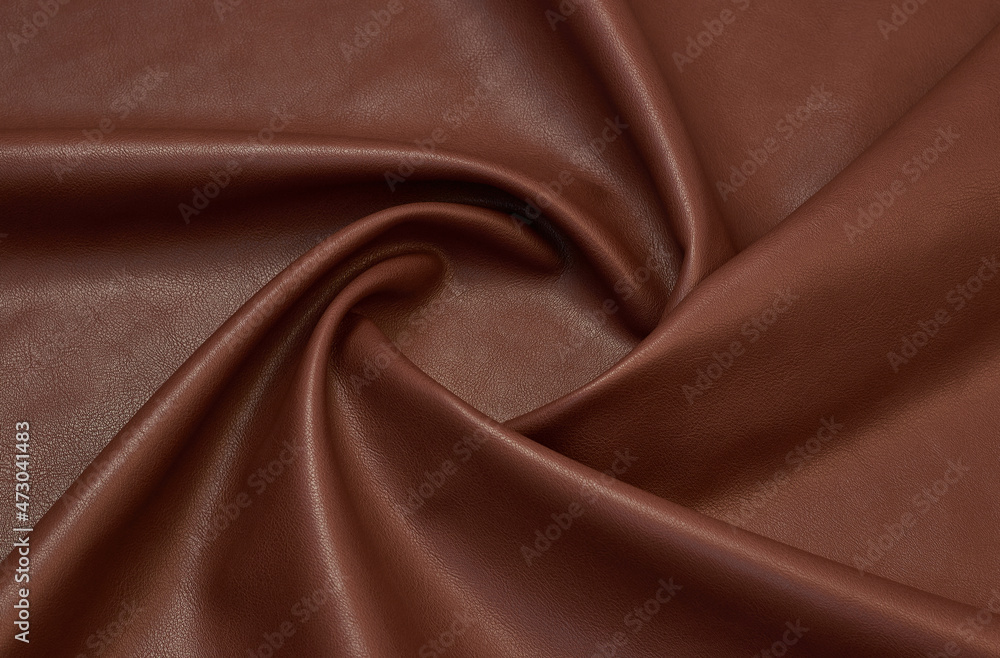 brown artificial leather with waves and folds on PVC base brown artificial leather with waves and folds on PVC base