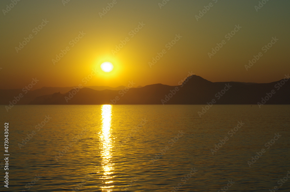 Peaceful sunset or sunrise on the seashore landscape