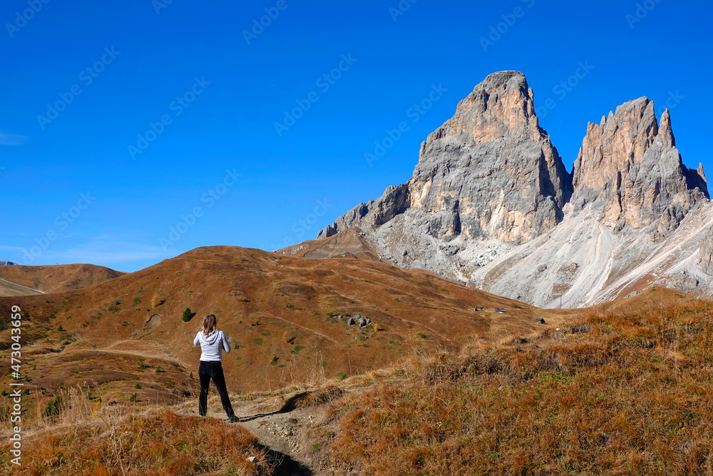 Sassolungo Mountain Group in the Dolomites, Italy, Europe