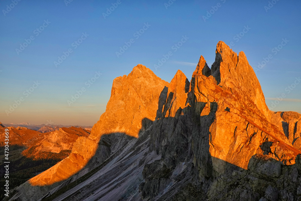 Autumn alpine landscape of Odle Group in the Dolomites, Italy, Europe      