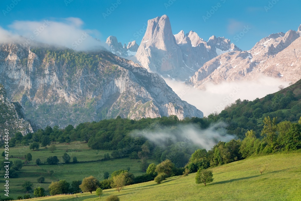 Fototapeta The Picos de Europa are a mountain range extending for about 20 km forming part of the Cantabrian Mountains in northern Spain