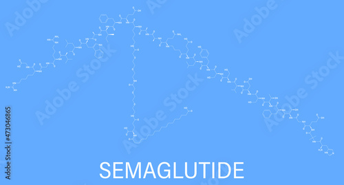 Semaglutide diabetes drug molecule. incretin agonist. Skeletal formula.