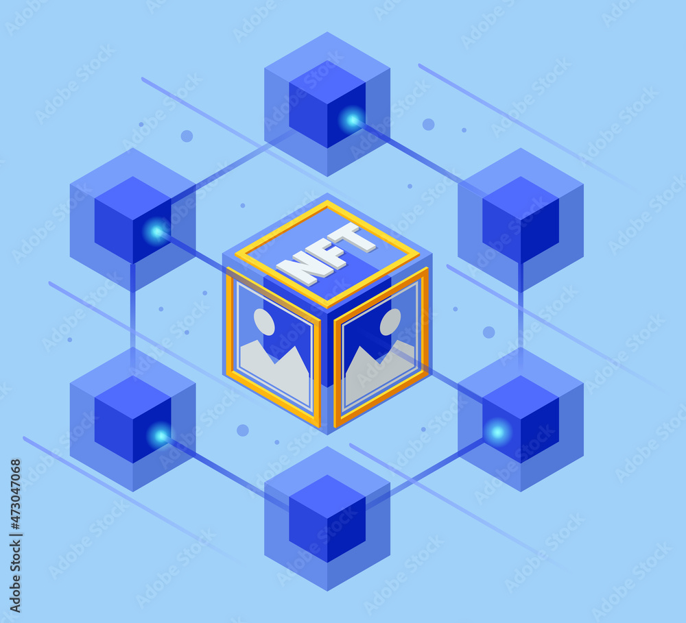 Isometric NFT Non-fungible token is a unique and non-interchangeable unit of data stored on a digital ledger blockchain. Digital art NFTs, generative art