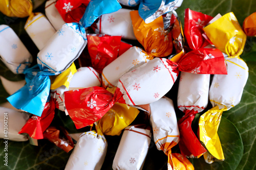 Pile of famous hungarian christmas fondant in christmas market as a background photo