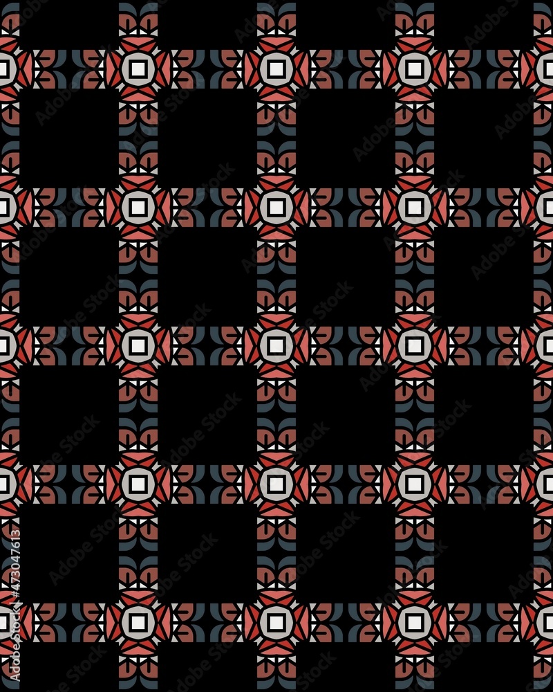 Fototapeta premium A seamless tile texture with a patterned grid in the black background