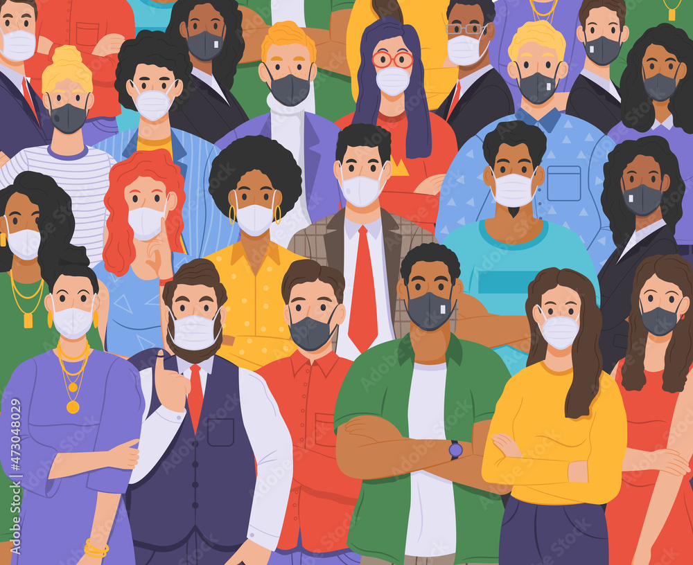 Different group of people wearing protective medical masks. People protecting themselfves from the Coronavirus. Vector Different group of people wearing protective medical masks. People protecting themselfves from the Coronavirus. Vector