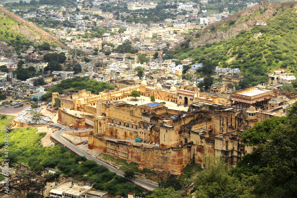 View of Amber Fort from Jaigarh Fort. Jaipur, India 