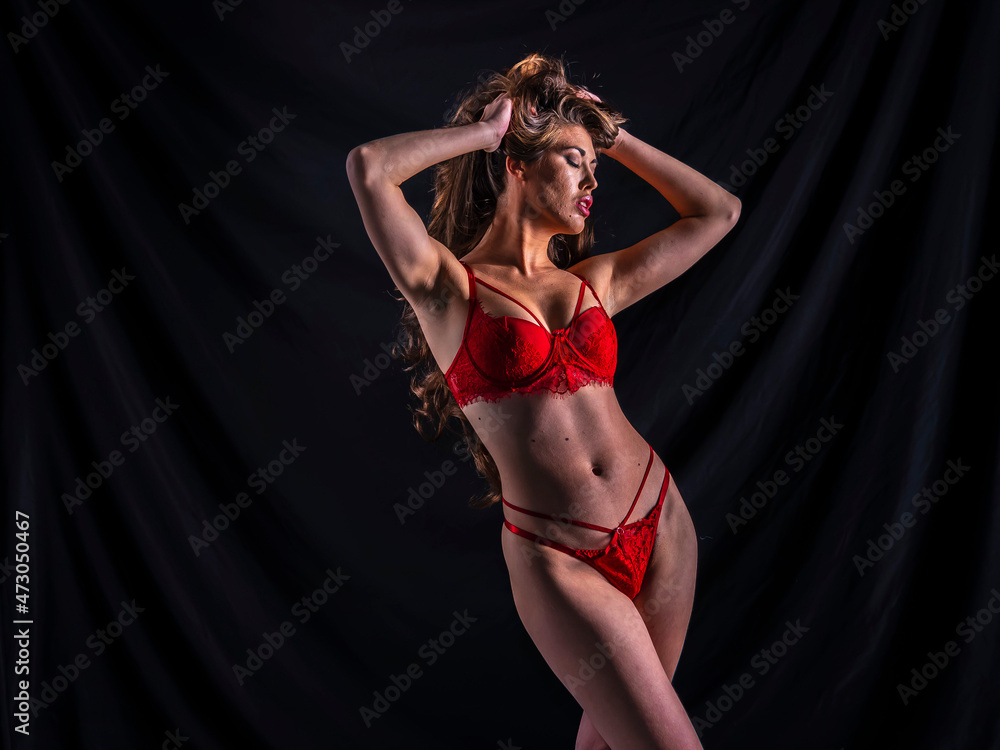 Sexy Mixed Race Lingerie Model In A Studio Environment