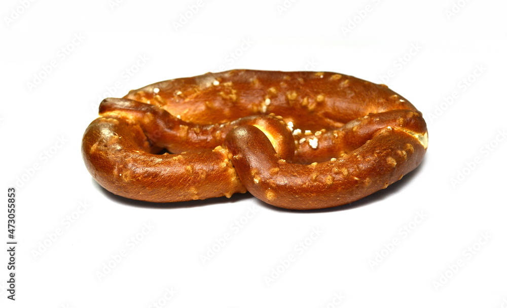 Bavarian salt pretzel isolated on a white background Bavarian salt pretzel isolated on a white background