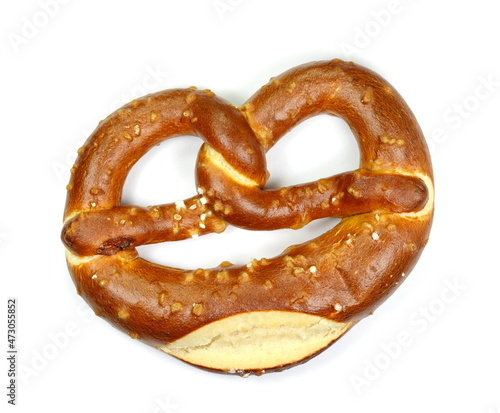 Bavarian salt pretzel isolated on a white background