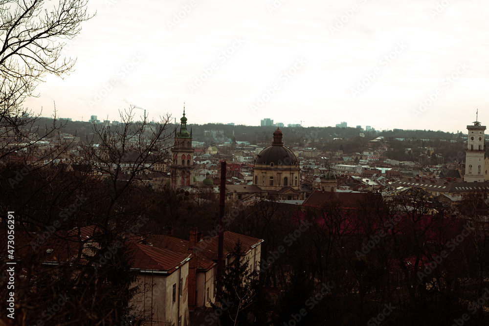 Black White Lviv, city view, historical city center, Ukraine, Western Ukraine Black White Lviv, city view, historical city center, Ukraine, Western Ukraine