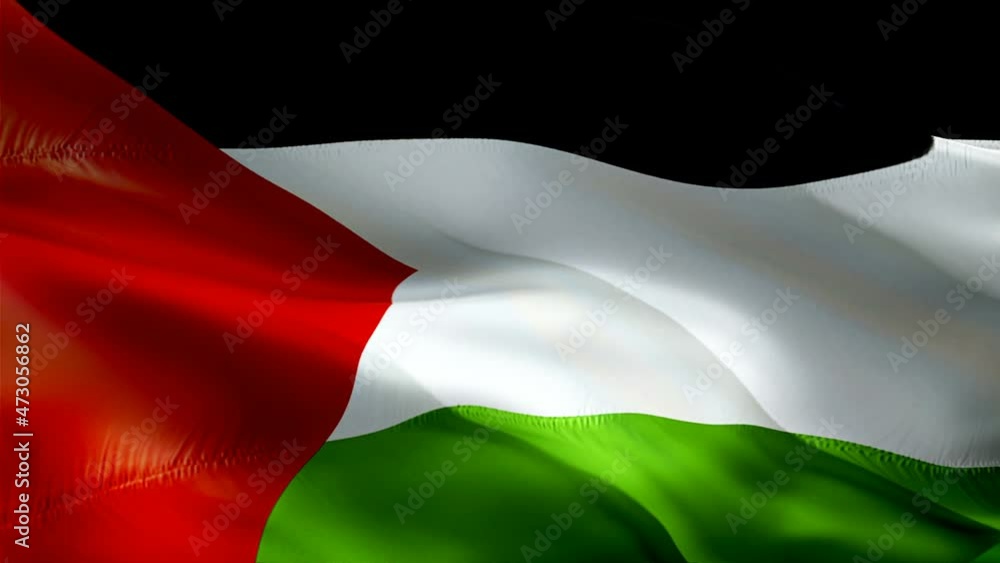 Palestine flag. National 3d Palestine flag waving. Sign of Palestinian ...