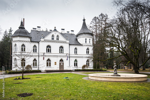 The White Castle - music school and fountain in Baldone, Latvia