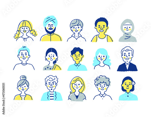 さまざまな人種の人々　バストアップ　セット